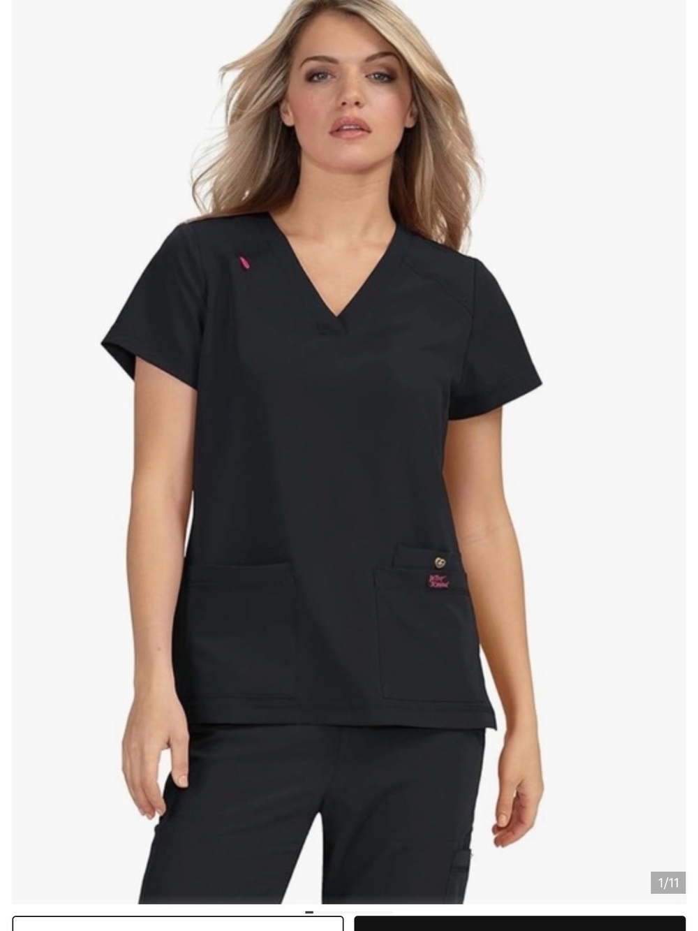 Betsey Johnson Black Short-Sleeve V-Neck Top with Pink Accent